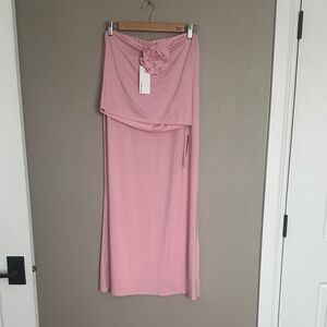 Reformation Pink Adalyne Knit two piece skirt set